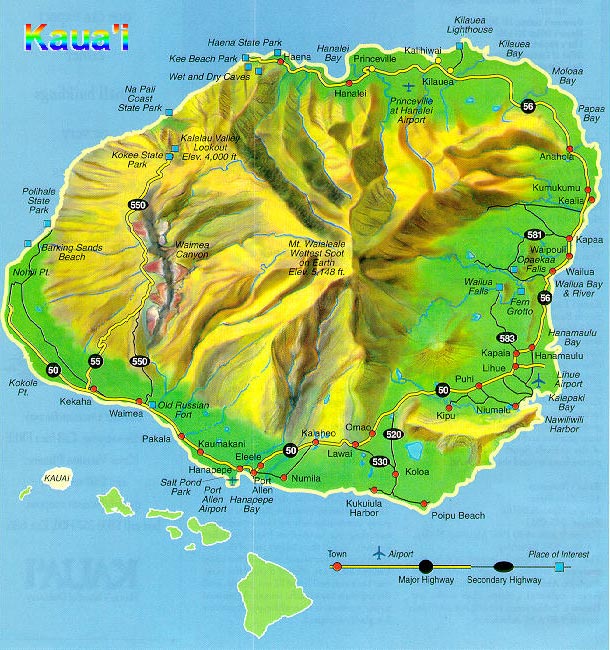 KAUAI HAWAII LARGE MAP