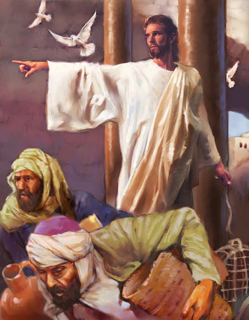 JESUS DRIVING OUT THE MONEY CHANGERS PICTURES OF JESUS ART
