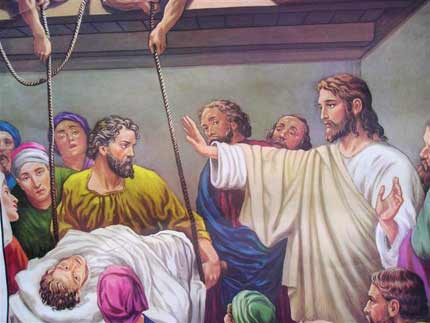 JESUS HEALING CRIPPLED PEOPLE PAINTING
